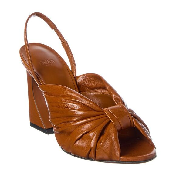Fendi Arco Leather Slingback Sandal Orange